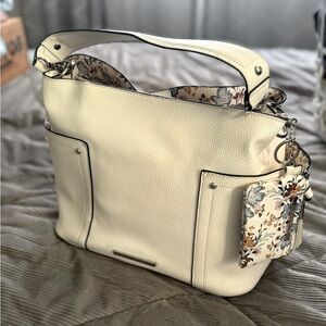 Steve Madden Cream Shoulder Bag Set with Coin Purse and Makeup Bag